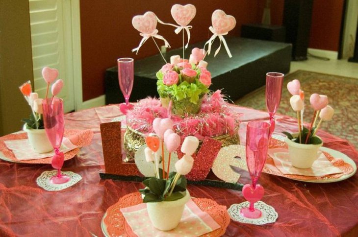 Sweet Pink Decoration For Valentine Table