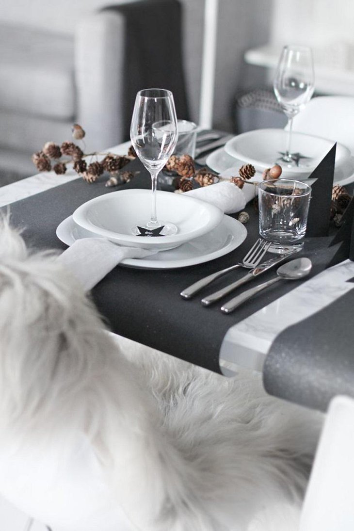 The Black and White New Years Eve Cozy Party Table Decoration