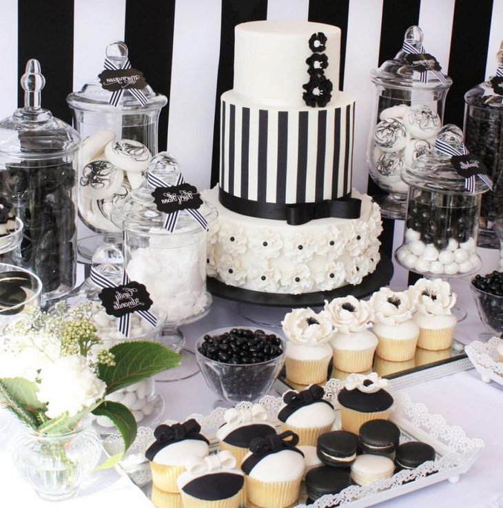 The Black and White New Years Eve Desert Party Table Decoration