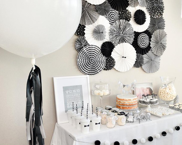 The Black White and Silver New Years Eve Exquisite Party Table Decoration