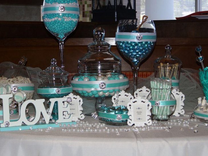 Tiffany blue wedding candy table