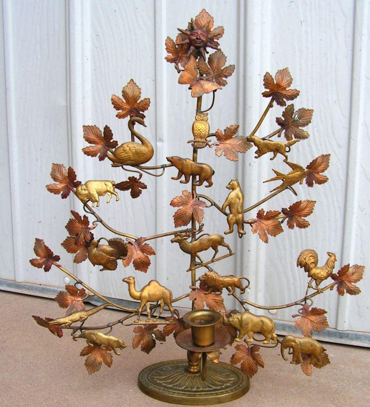 Tree of life brass candelabra centerpiece