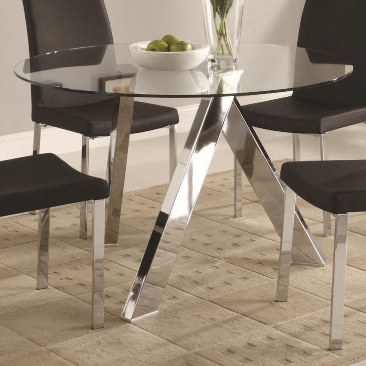 Trendy round glass dining table