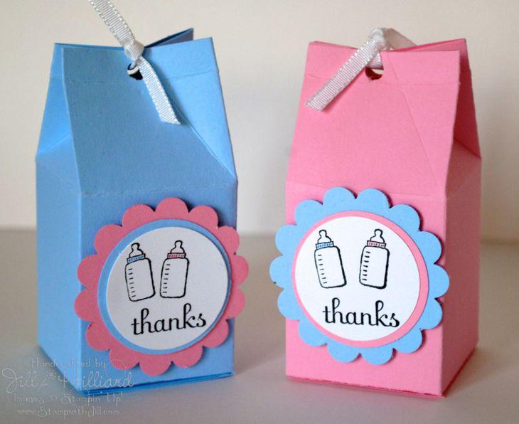 Twin baby shower party boxes as favors
