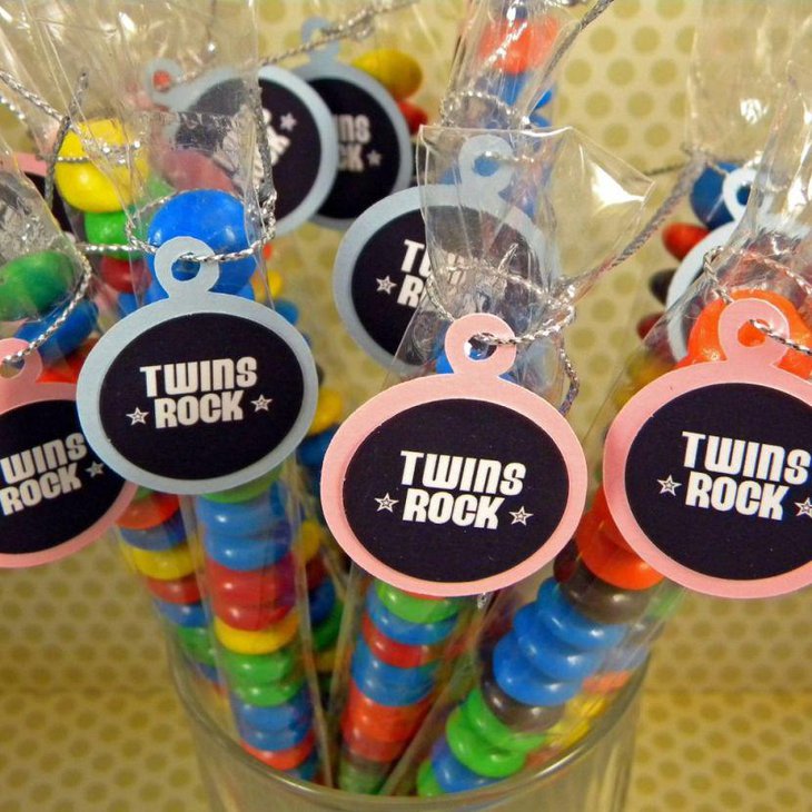 Twins baby shower candy favors