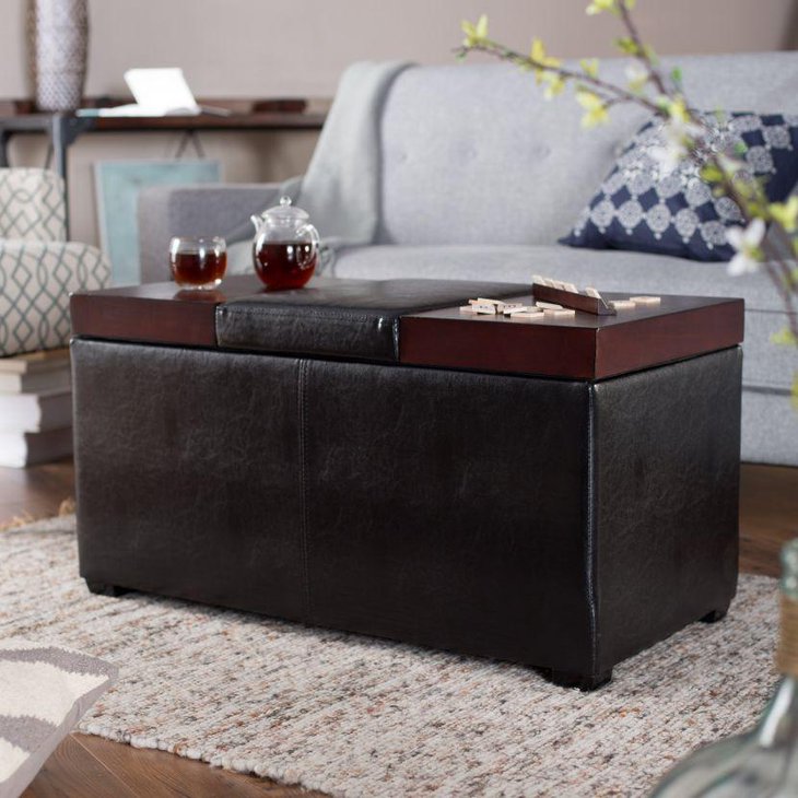 Upholstered coffee table with storage