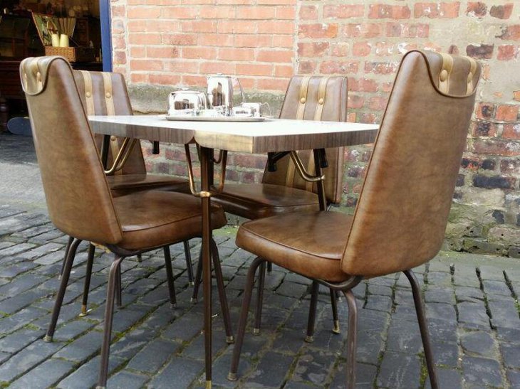 Vintage and rare four seater drop leaf dining table set