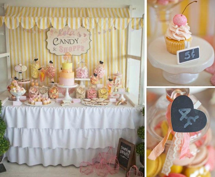 Vintage birthday candy table decor for kids