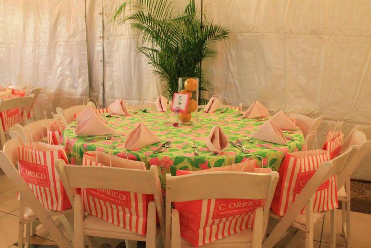 Vintage pink and green 80th birthday table decor
