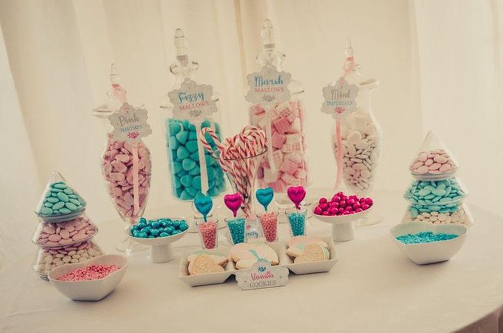 weet blue Christmas candy table