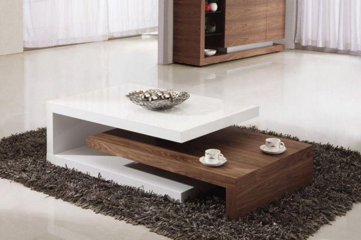 White and brown coffee table decor with silver decoration