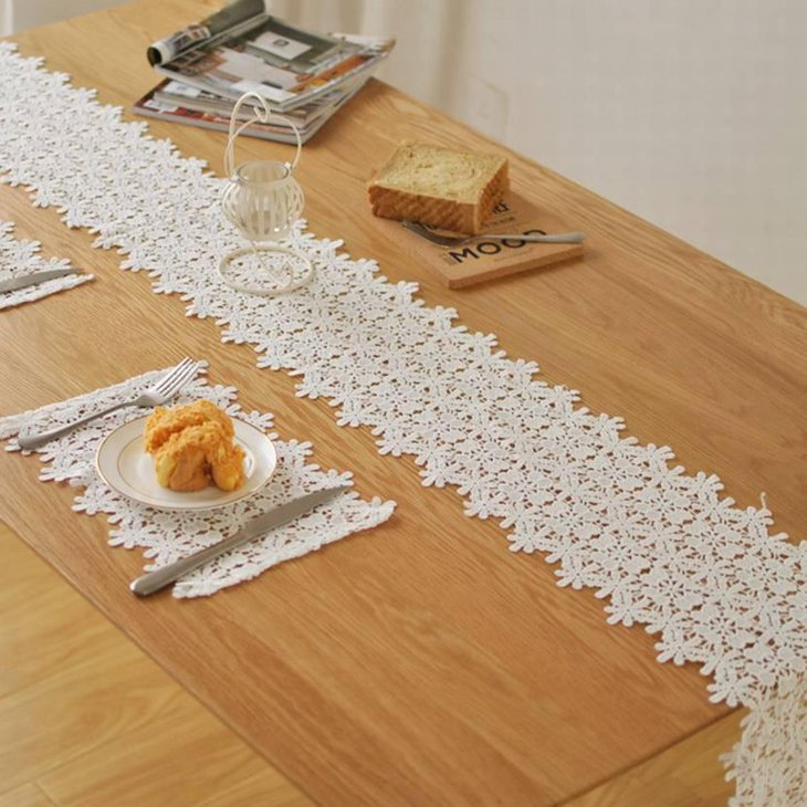 White Lace Table Runner for Thanksgiving