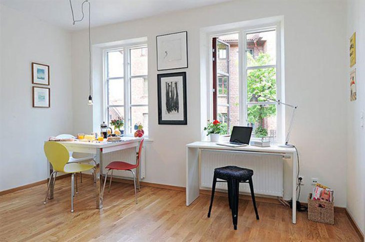 White narrow dining table for small spaces