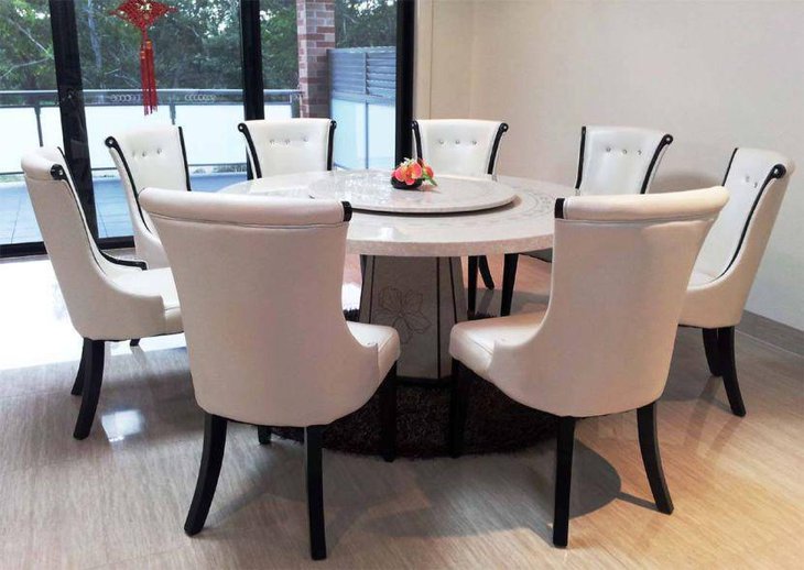 White round granite dining table