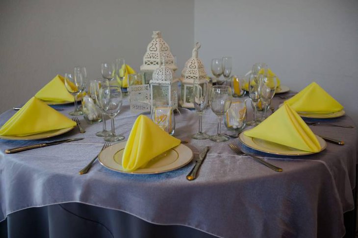 Yellow And Gray Table Setting