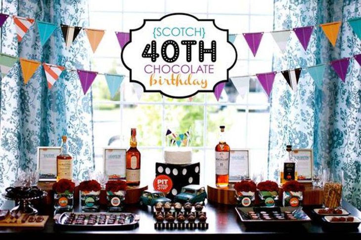 40th scotch themed birthday table decor for men