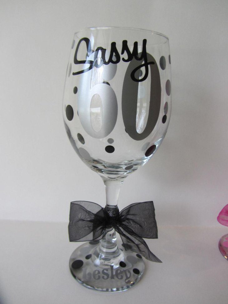 60th birthday large wine glass decoration for party table