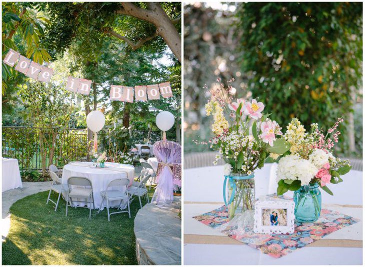 A pretty garden themed bridal shower table