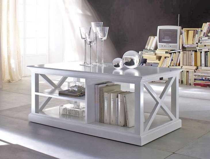 A white rustic coffee table