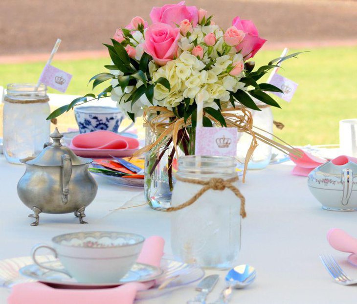 Adorable floral decoration for princess theme baby shower party