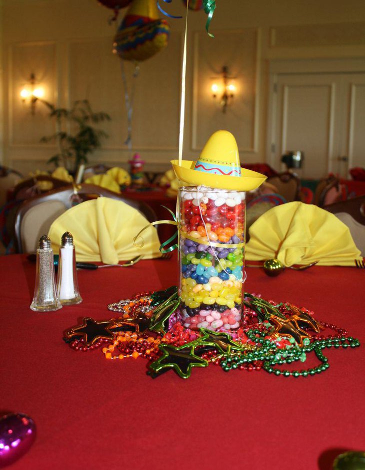 Adorable glass jar sombrero centerpiece