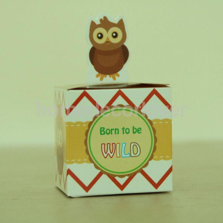 Adorable owl themed candy baby shower favor box