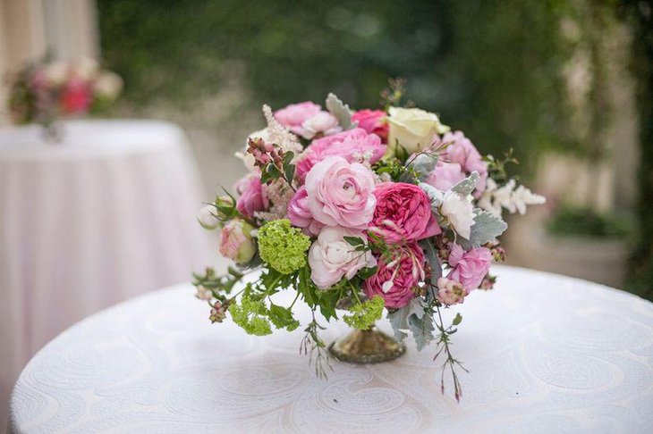 Adorable pink accented bridal shower table decor