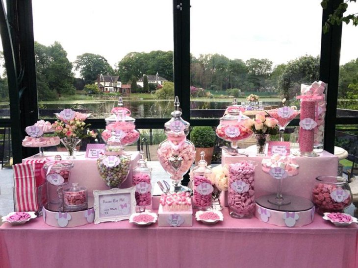All Pink Elegant Wedding Dessert Table