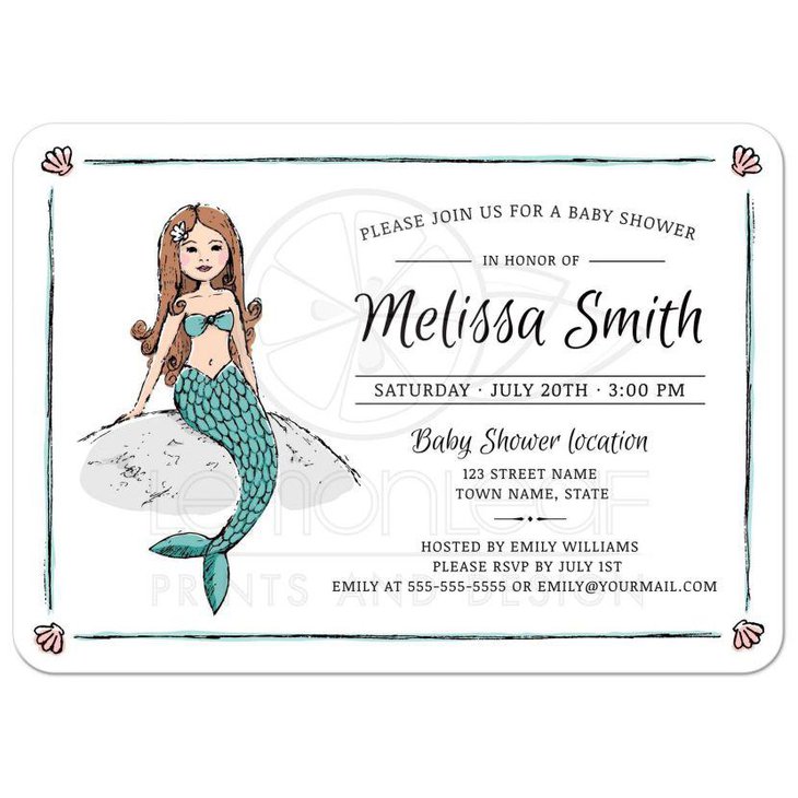 Alluring mermaid baby shower invite