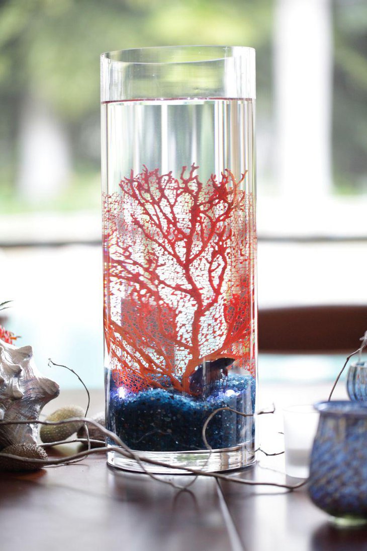 Amazing coral glass wedding centerpiece idea