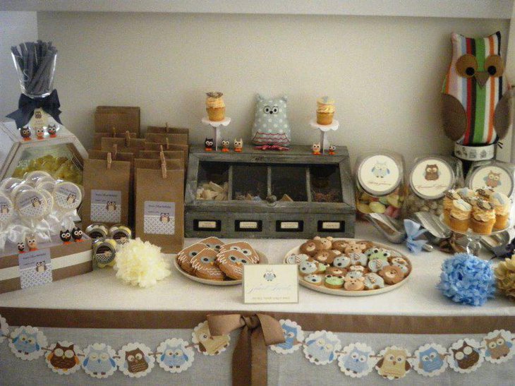 Amazing Dessert Table with Owl Shaped Delicacies