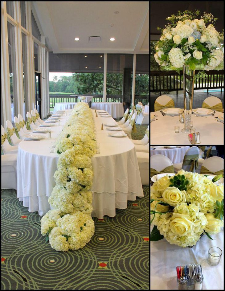 Amazing Hydrangea Wedding Table Runner