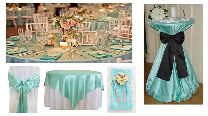 Aqua Colored Table Linen for Weddings