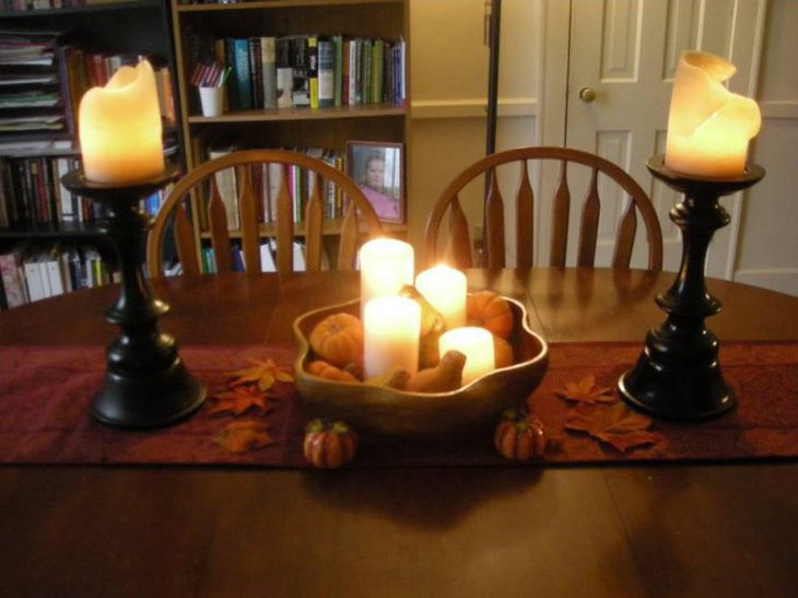 Artistic Candle Light Thanksgiving Table Decoration