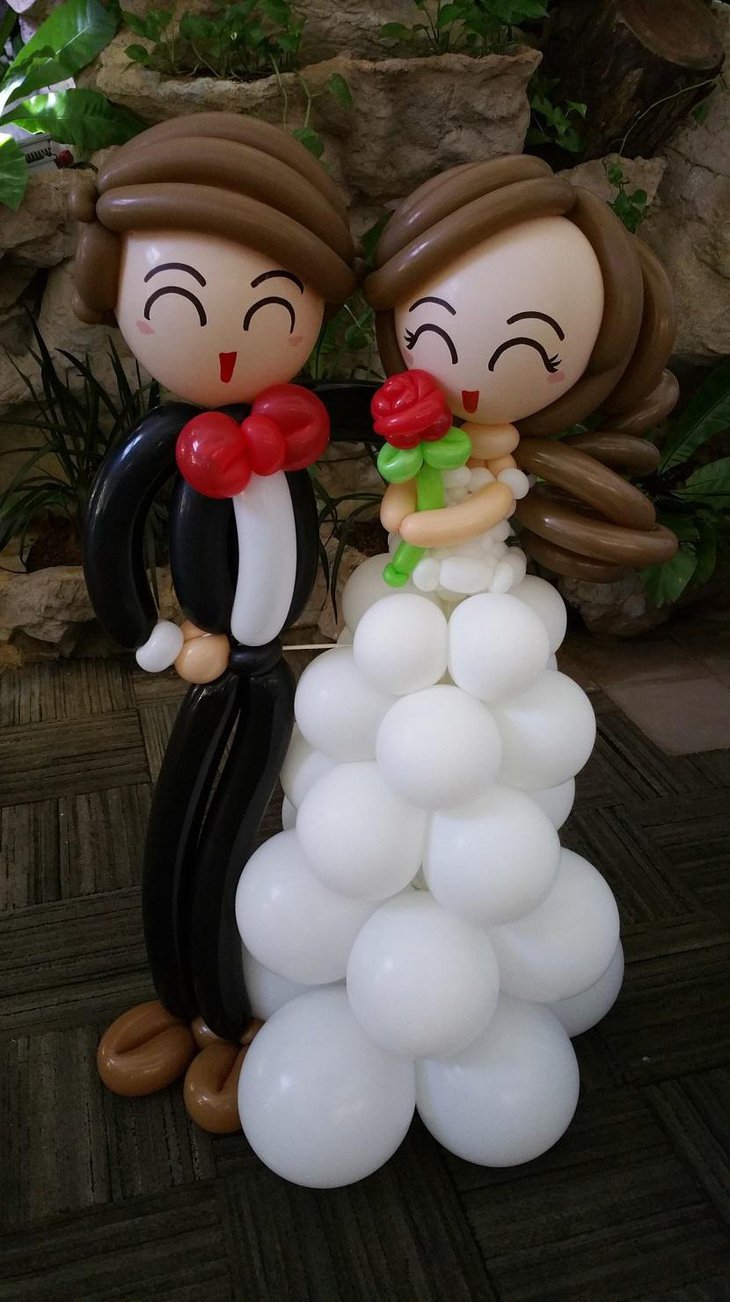 Artistic Cute Bride and Groom Balloon Wedding Centerpiece