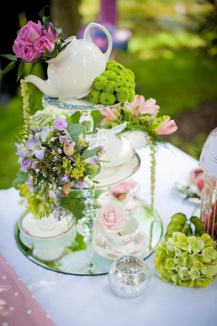 Artistic Easter Table Centerpieces with Kettles