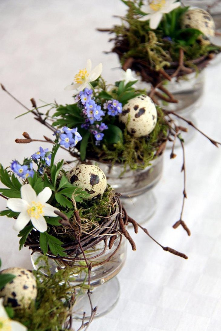 Artistic Egg Nest Easter Table Centerpieces