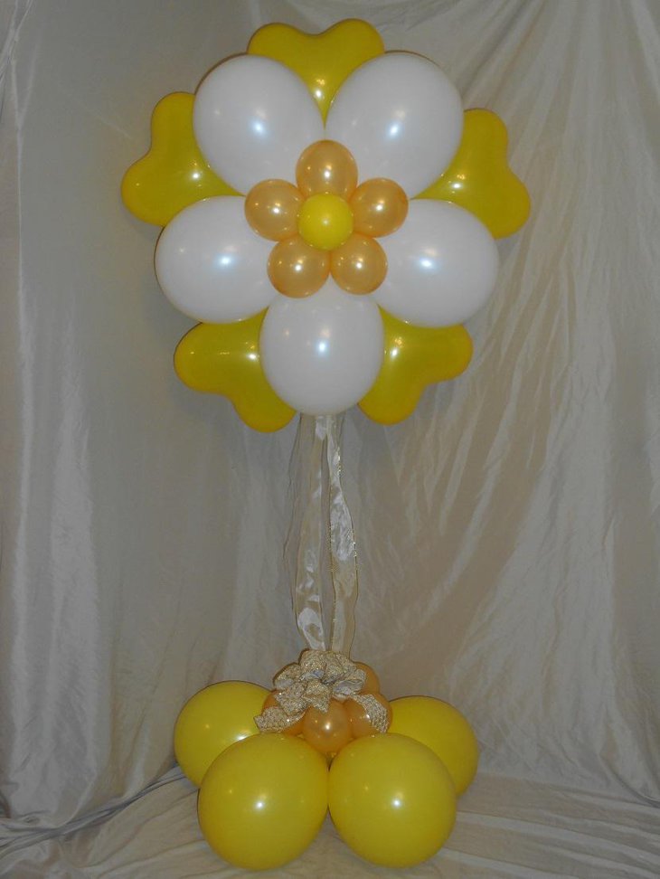 Artistic Flower Yellow Balloon Wedding Centerpiece
