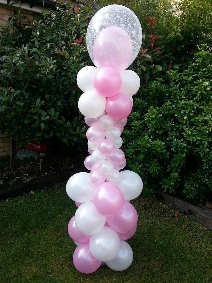 Artistic Pink and White Balloon Wedding Centerpiece