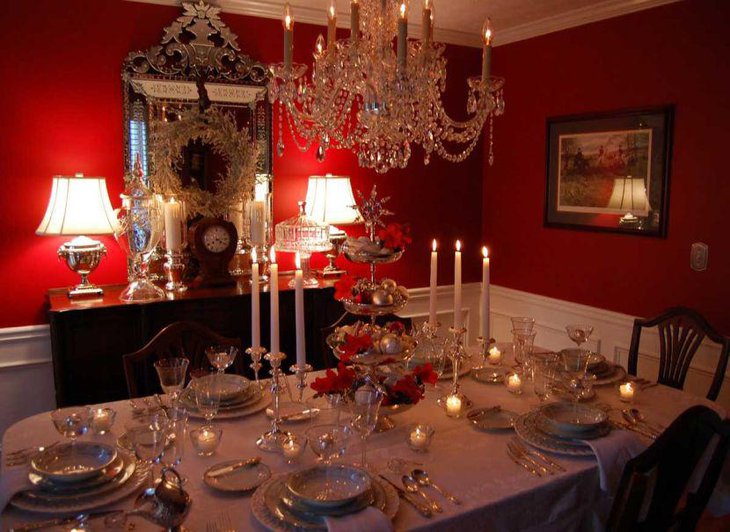 Astonishing Christmas tablescape with silver candleholders