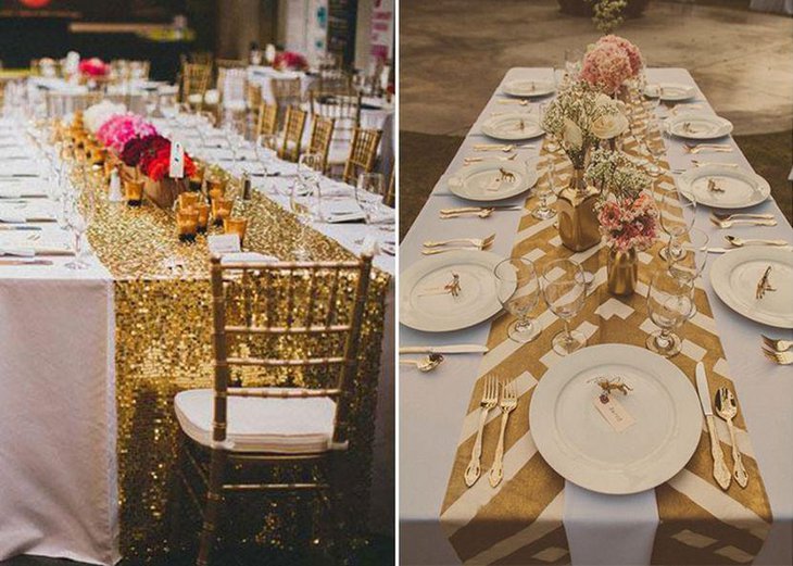 Astonishing Golden Wedding Table Runner