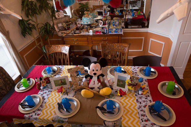 Attractive kids birthday table decor with Mickey Mouse theme