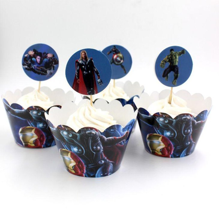 Avengers cupcake wrapper favors for kids birthday party