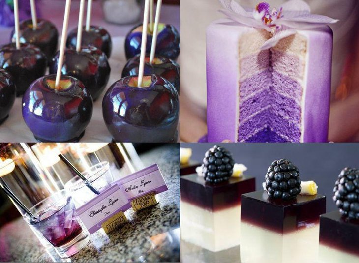 Awesome purple accented wedding candy bar