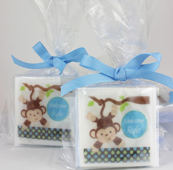 Baby boy monkey soap baby shower favors