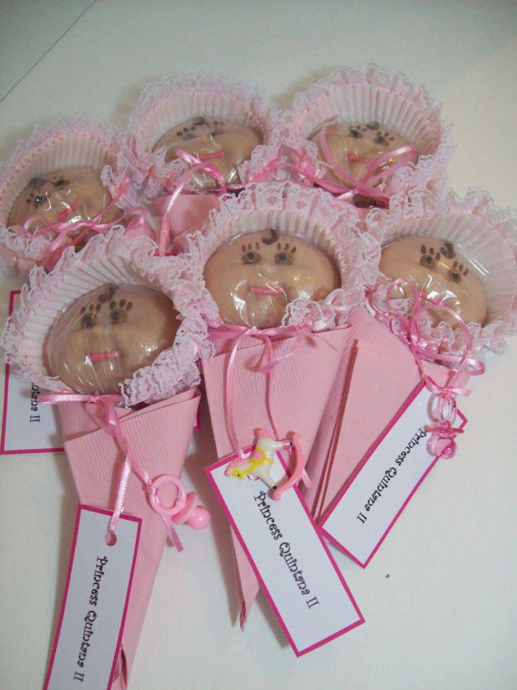 Baby shower cookie favors for a girl baby shower