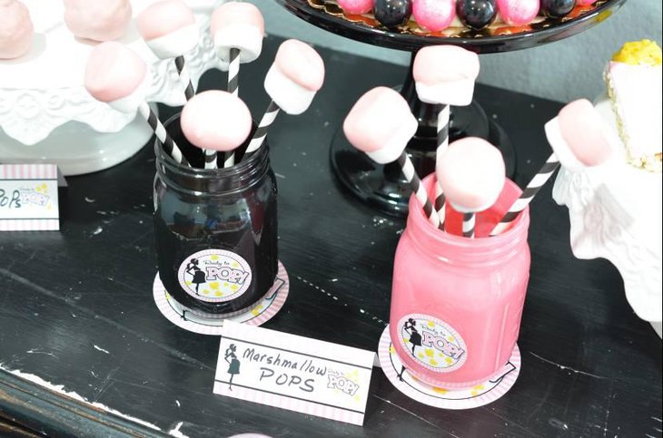Baby Shower Pink Mason Jars with Marshmallow Pops