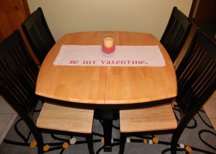 Be my Valentine stamped table runner