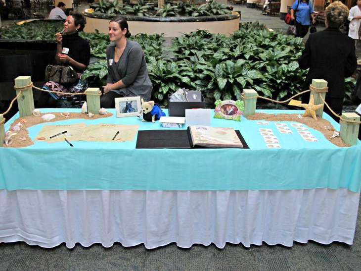 Beach themed retirement party table centerpieces