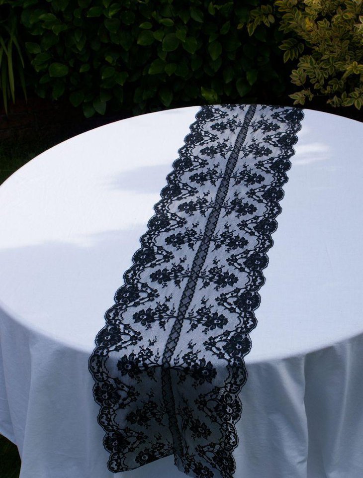 Beautiful black lace DIY table runner